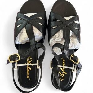 Beacon Black Women's Sandals with Gold Buckle